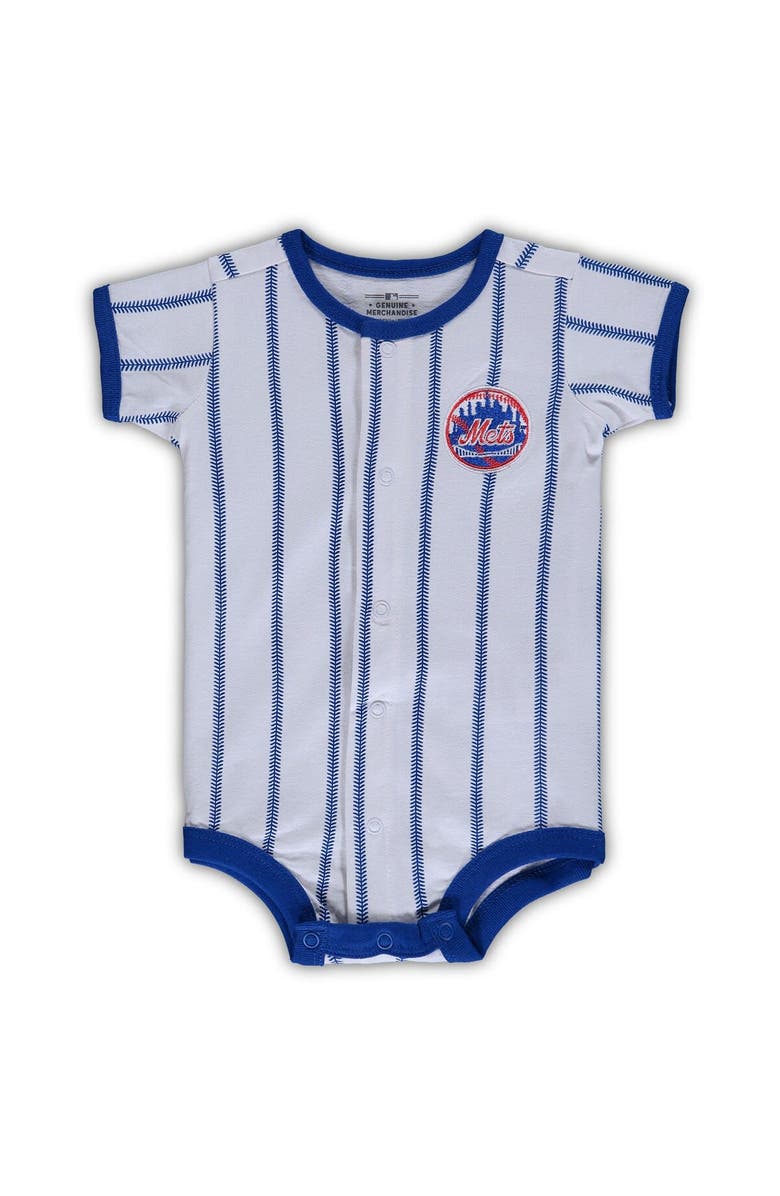 Outerstuff Infant White New York Mets Pinstripe Power Hitter Coverall, Alternate, color, White