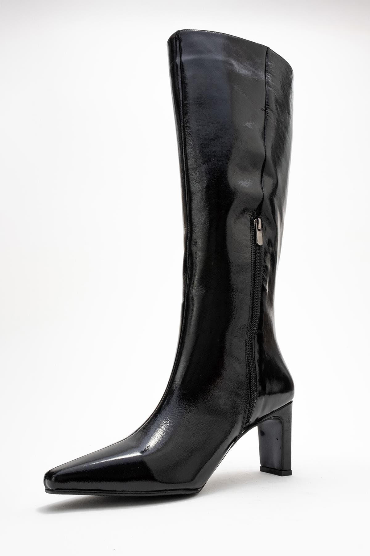Forever 
Always Shoes Velencia Leather Knee High Boot, Alternate, color, Black Patent Leather