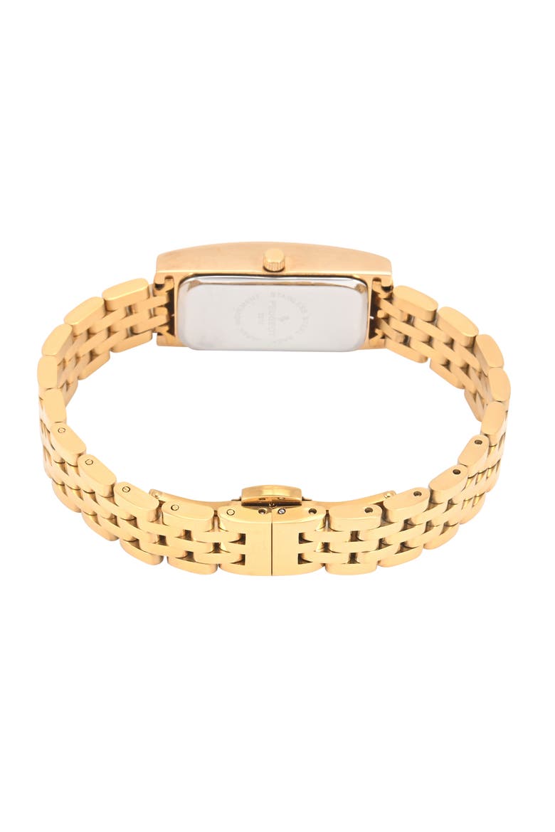 14K Gold-Plated Rectangular Stainless Steel Bracelet Watch- 35x18MM, Alternate, color, Gold