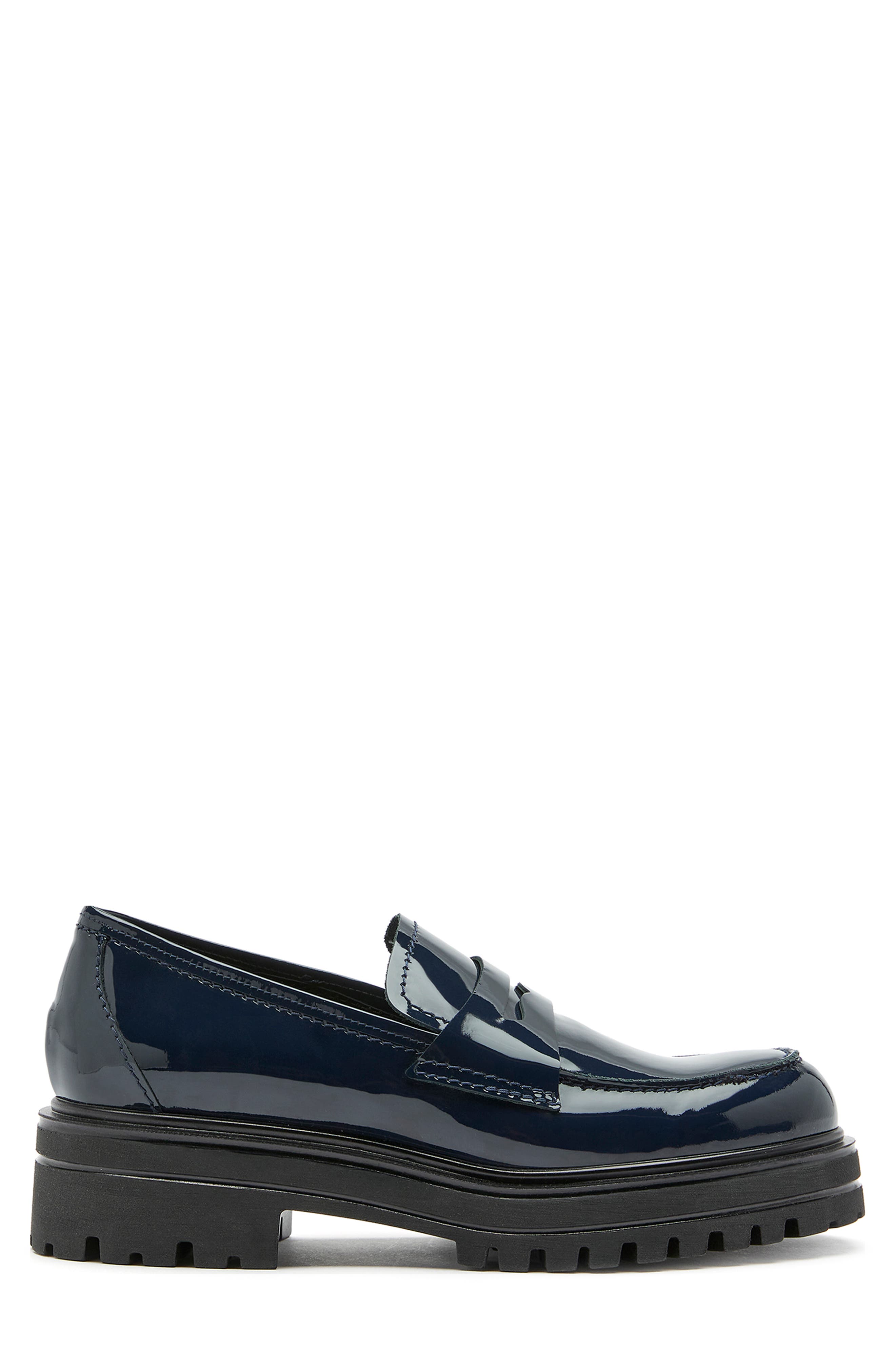 Reese City Dry™ Waterproof Platform Penny Loafer, Alternate, color, NAVY PATENT LEATHER