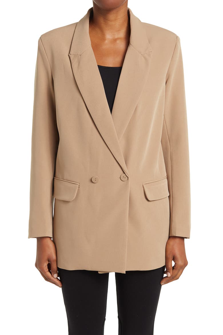 Oversize Double Breasted Peak Lapel Blazer, Alternate, color, CAMEL