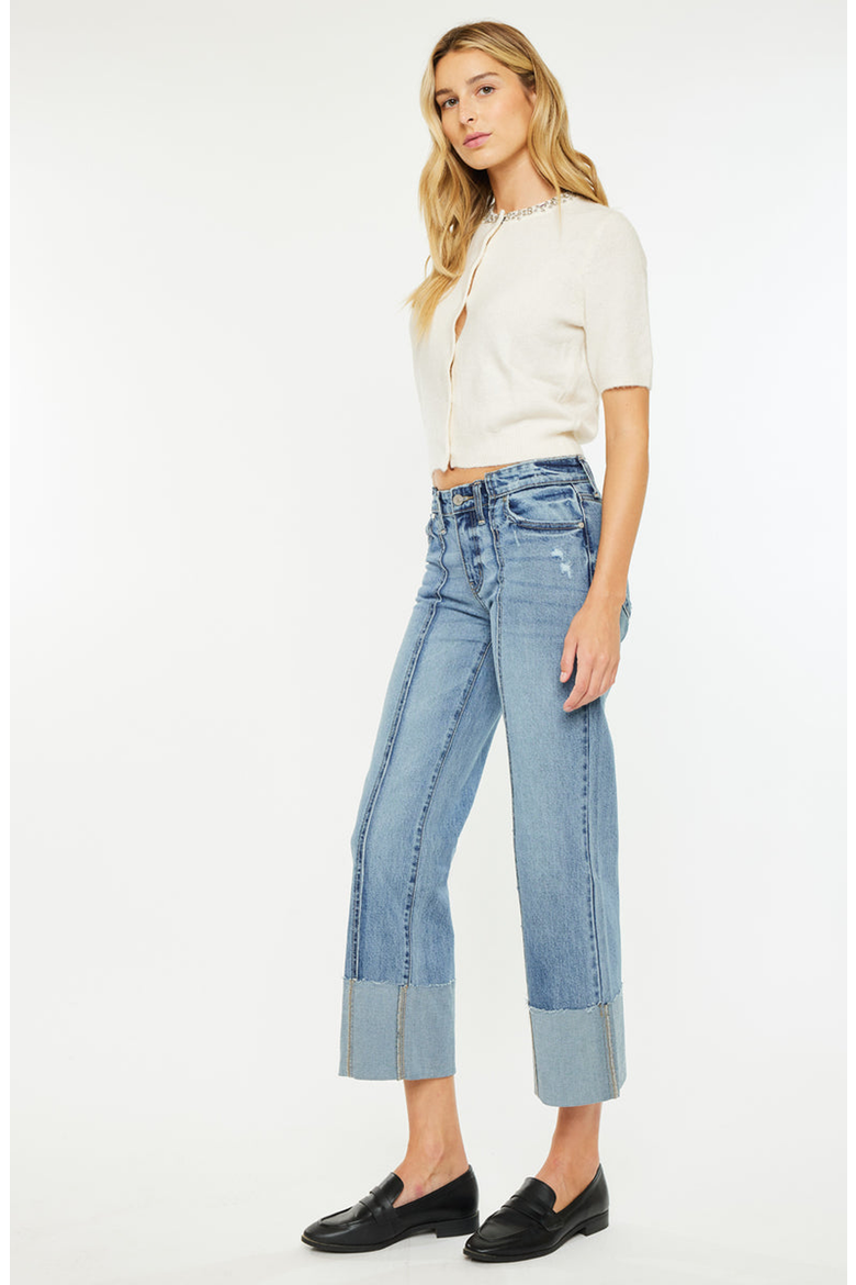 Margret Mid Rise Cropped Wide Leg Jeans, Alternate, color, Medium Wash