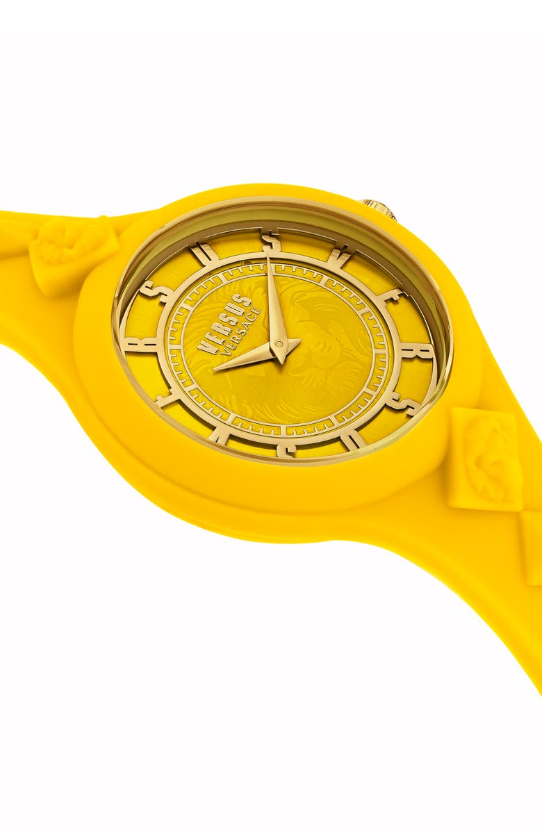 VERSUS Versace Fire Island Studs Silicone Strap Watch, 39mm, Alternate, color, Yellow