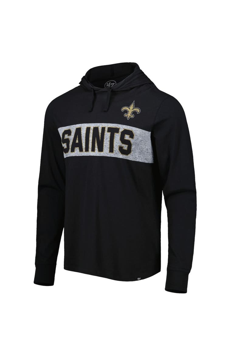 Men's '47 Black New Orleans Saints Field Franklin Hooded Long Sleeve T-Shirt, Alternate, color, Black