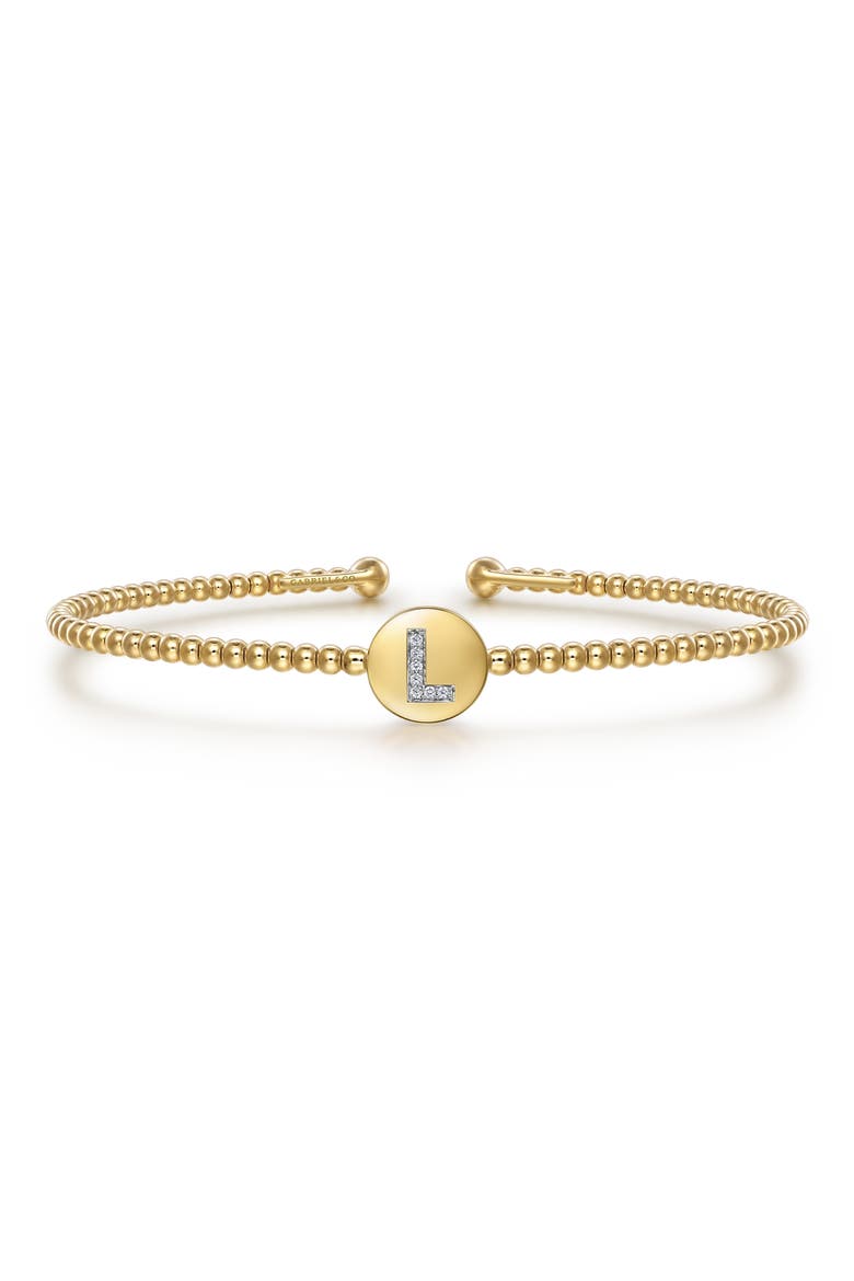 Bujukan Initial Diamond Cuff Bracelet, Main, color, GOLD