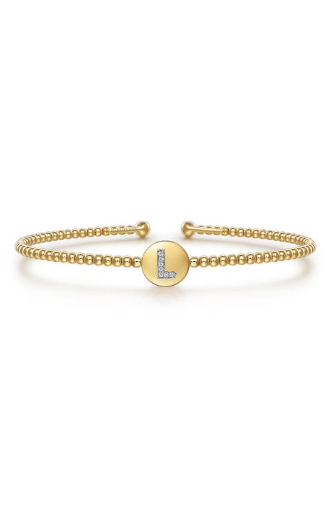 Bujukan Initial Diamond Cuff Bracelet