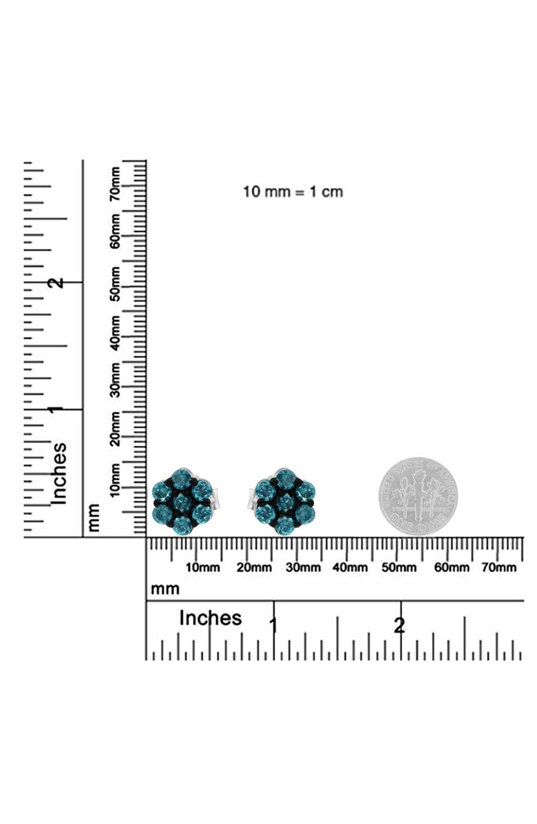 Haus of Brilliance Silver 1/2 Cttw Blue Diamond Floral Stud Earrings, Alternate, color, White