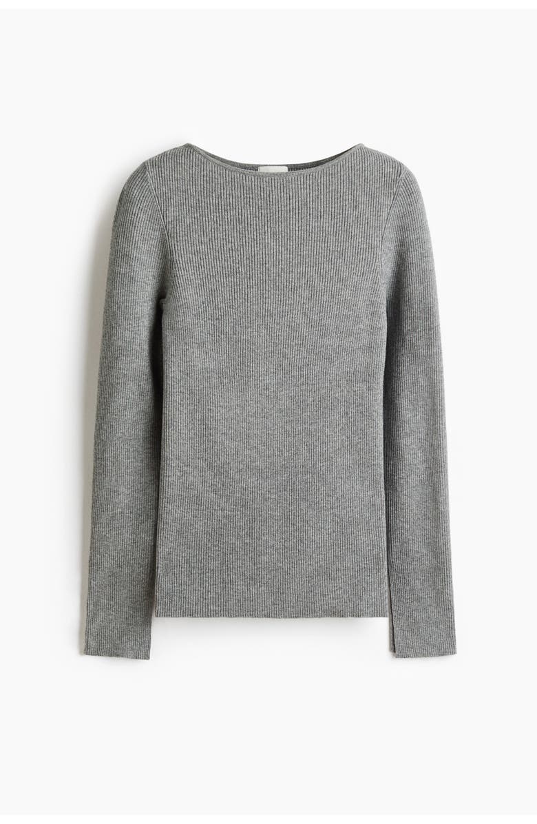 H&M Rib-knit Top, Main, color, Gray Melange