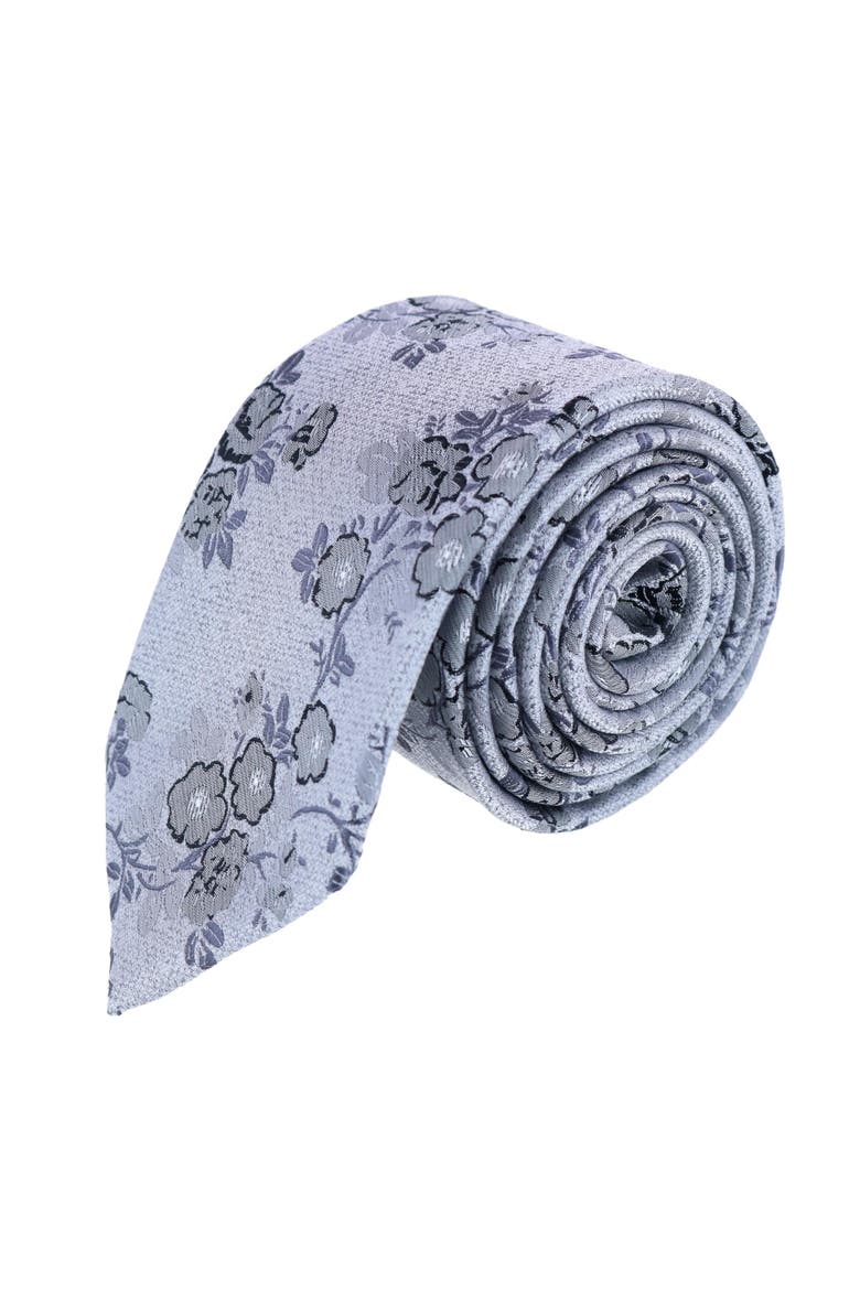 Florian Silk Novelty Necktie, Main, color, Grey and Black