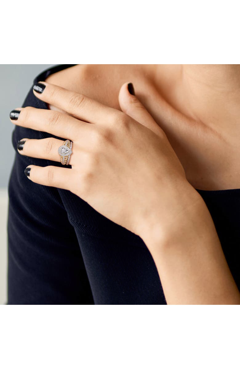 Julianna B. Diamond Halo Teardrop Bridal Ring Set, Alternate, color, Yellow-Plated Sterling Silver