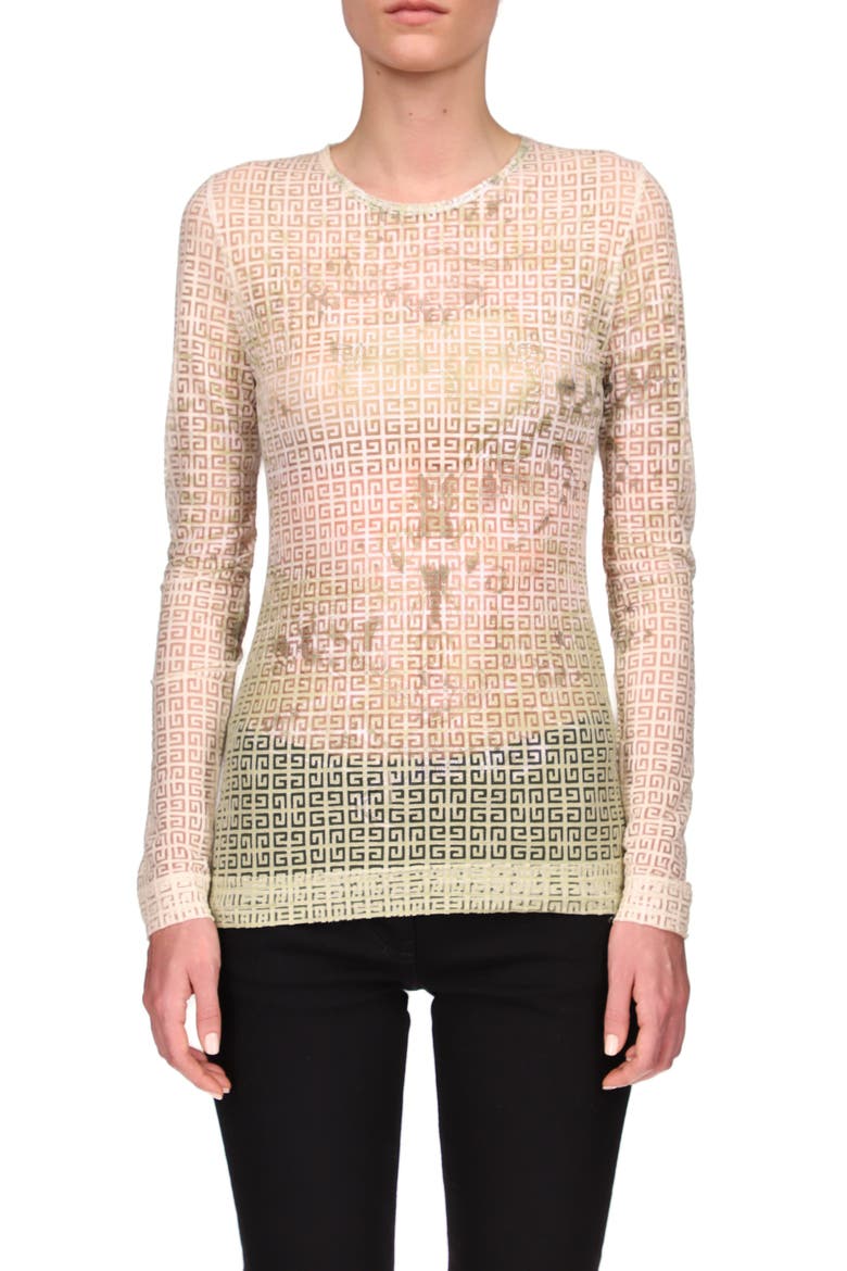 Fitted 4G Logo Tulle Top, Main, color, MULTICOLORED