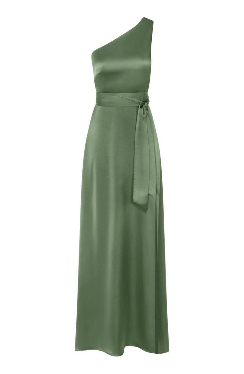 Rewritten Porto One Shoulder Dress, Alternate, color, Olive Green