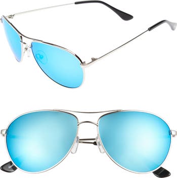 Brightside Orville 58mm Mirrored Aviator Sunglasses Military Classic Mirrored Metal Aviator Sunglasses - zeroUV main image 3