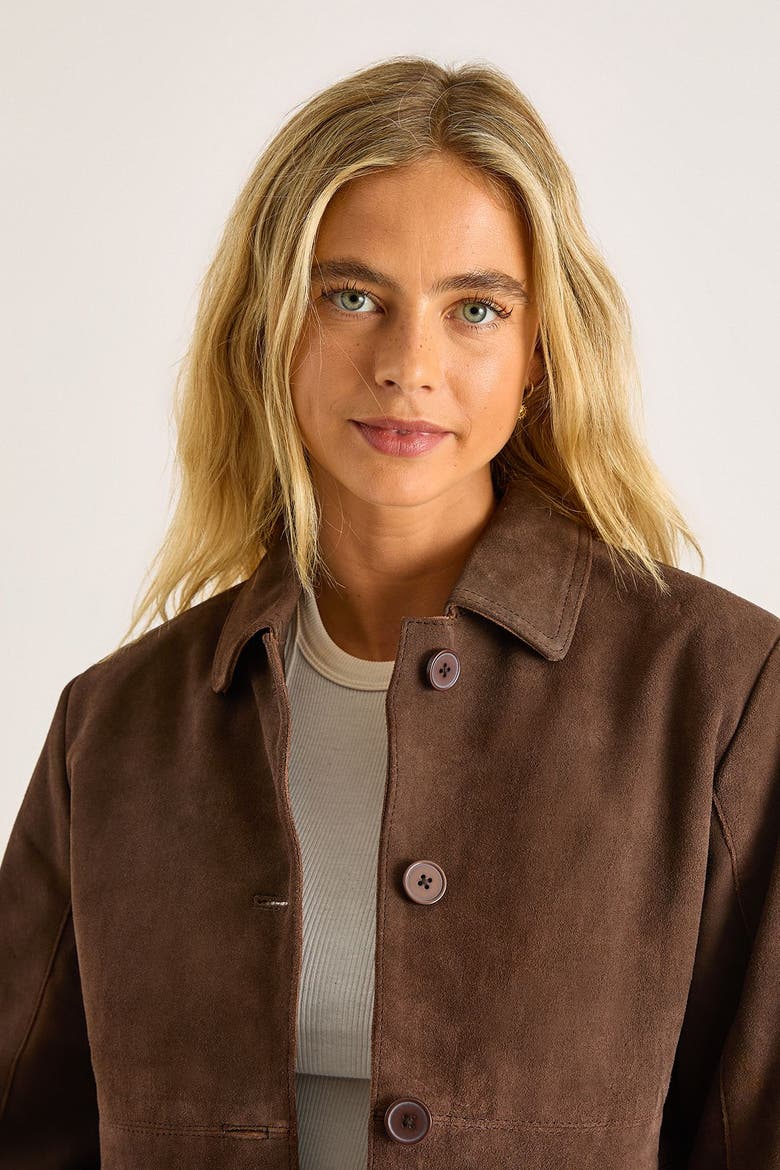 Real Suede Fringe Jacket, Alternate, color, Chocolate