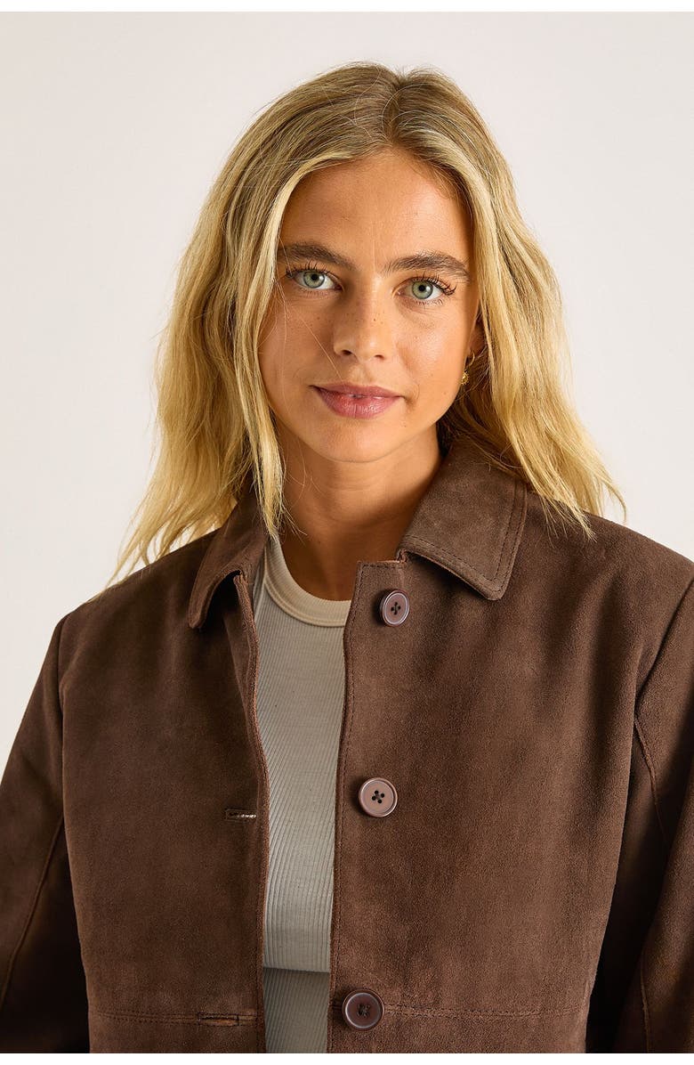 NASTY GAL Real Suede Fringe Jacket, Alternate, color, Chocolate