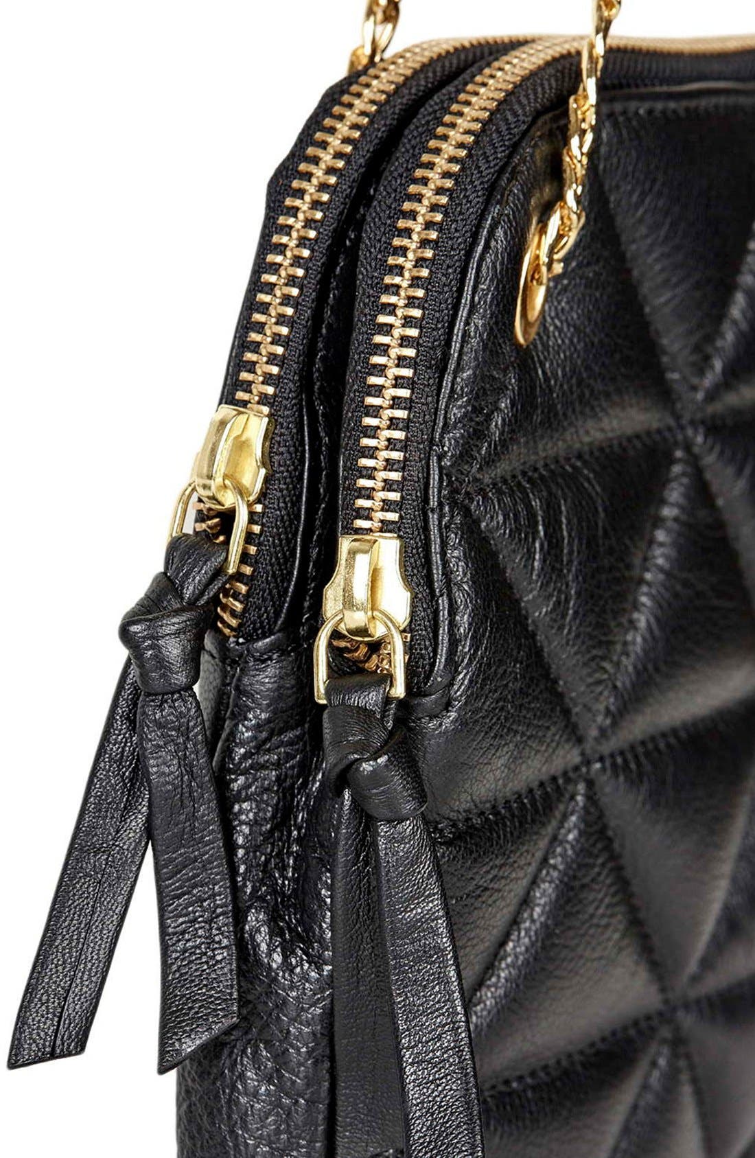 Topshop Quilted Leather Shoulder Bag, Alternate, color, 
