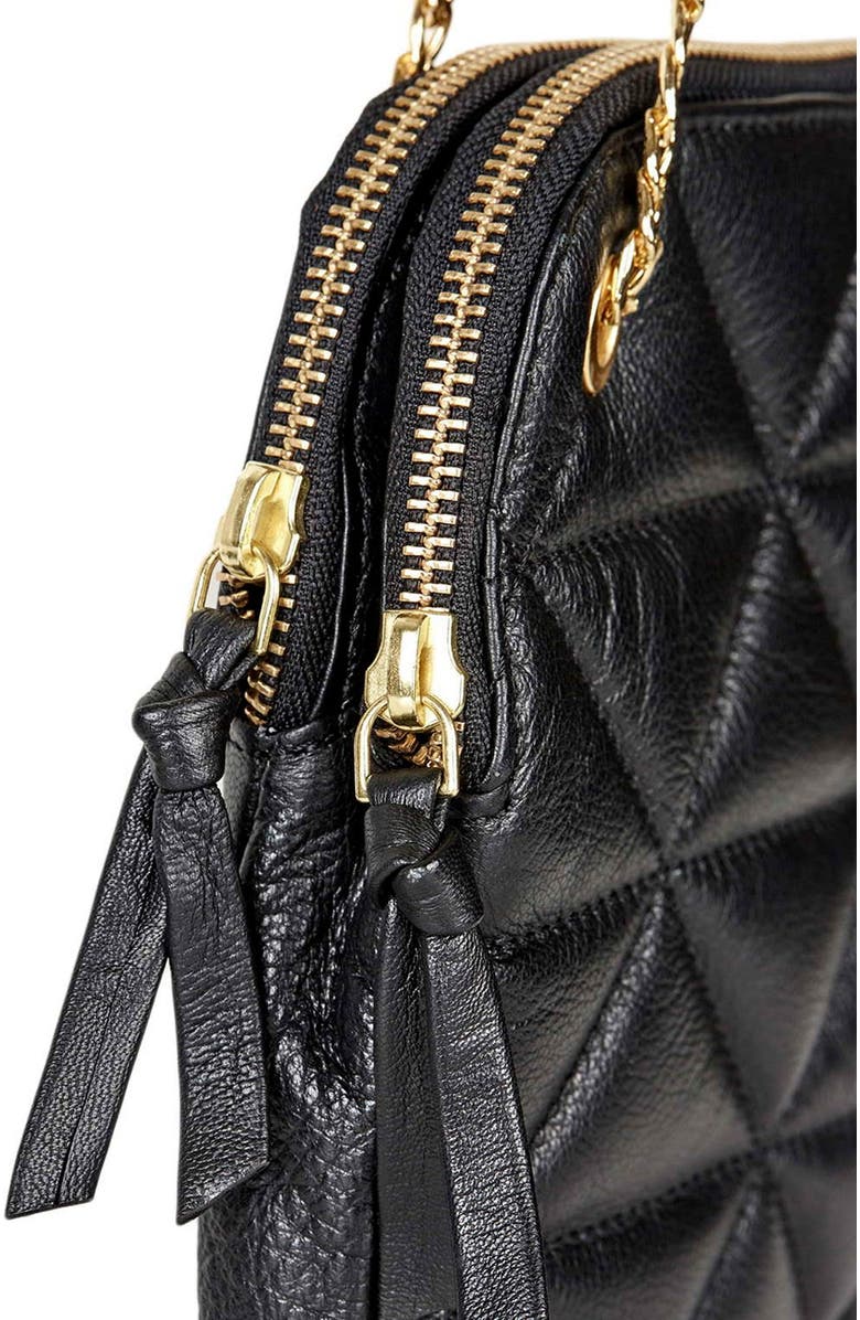 Topshop Quilted Leather Shoulder Bag, Alternate, color,