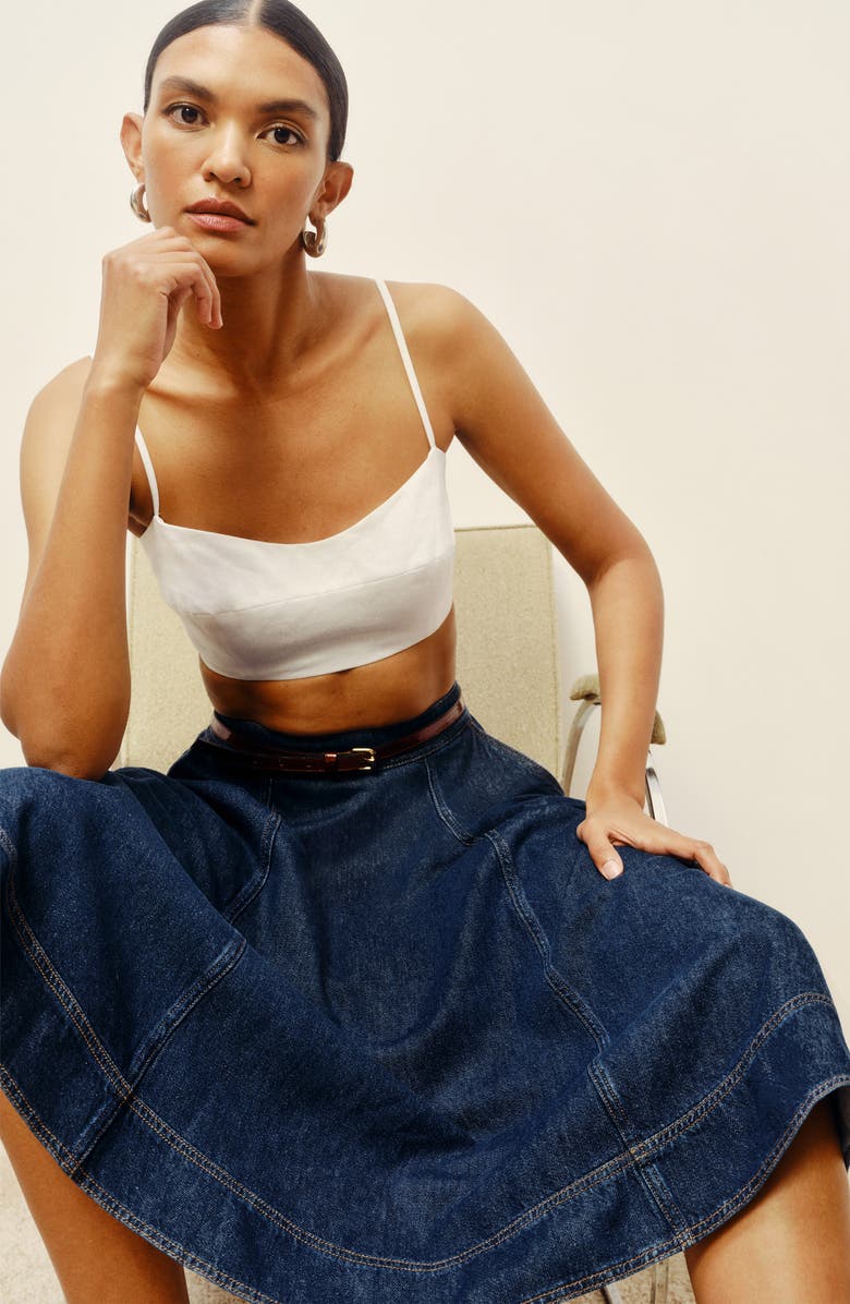 Reformation Delilah High Waist Denim Midi Skirt, Alternate, color, 