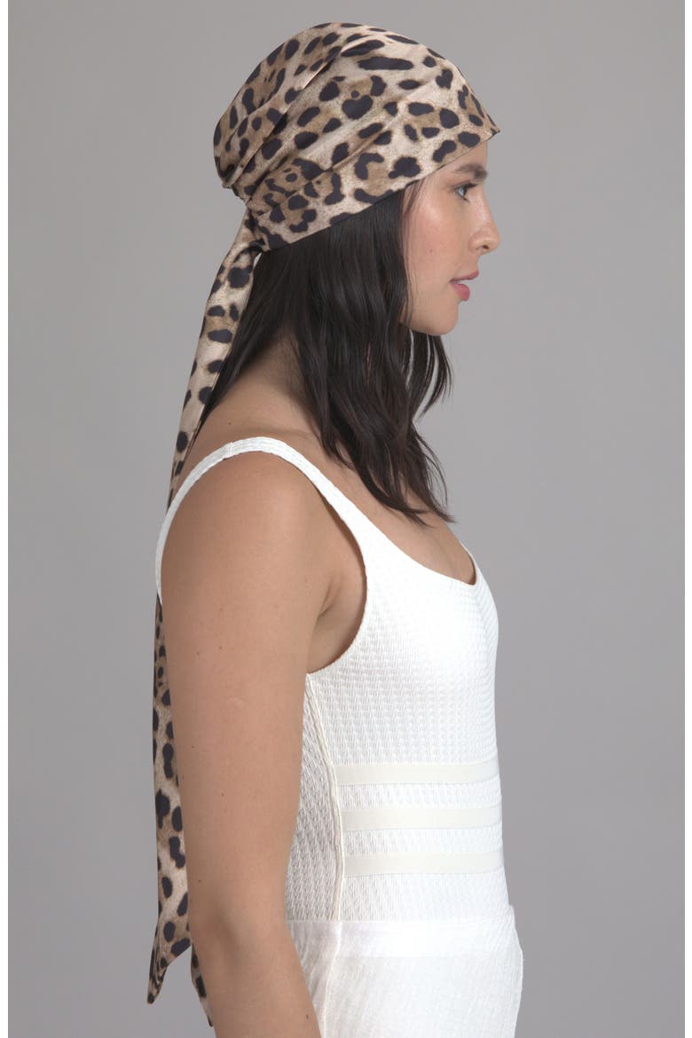 Gigi Satin Head Wrap, Alternate, color, CAMEL/ BLACK