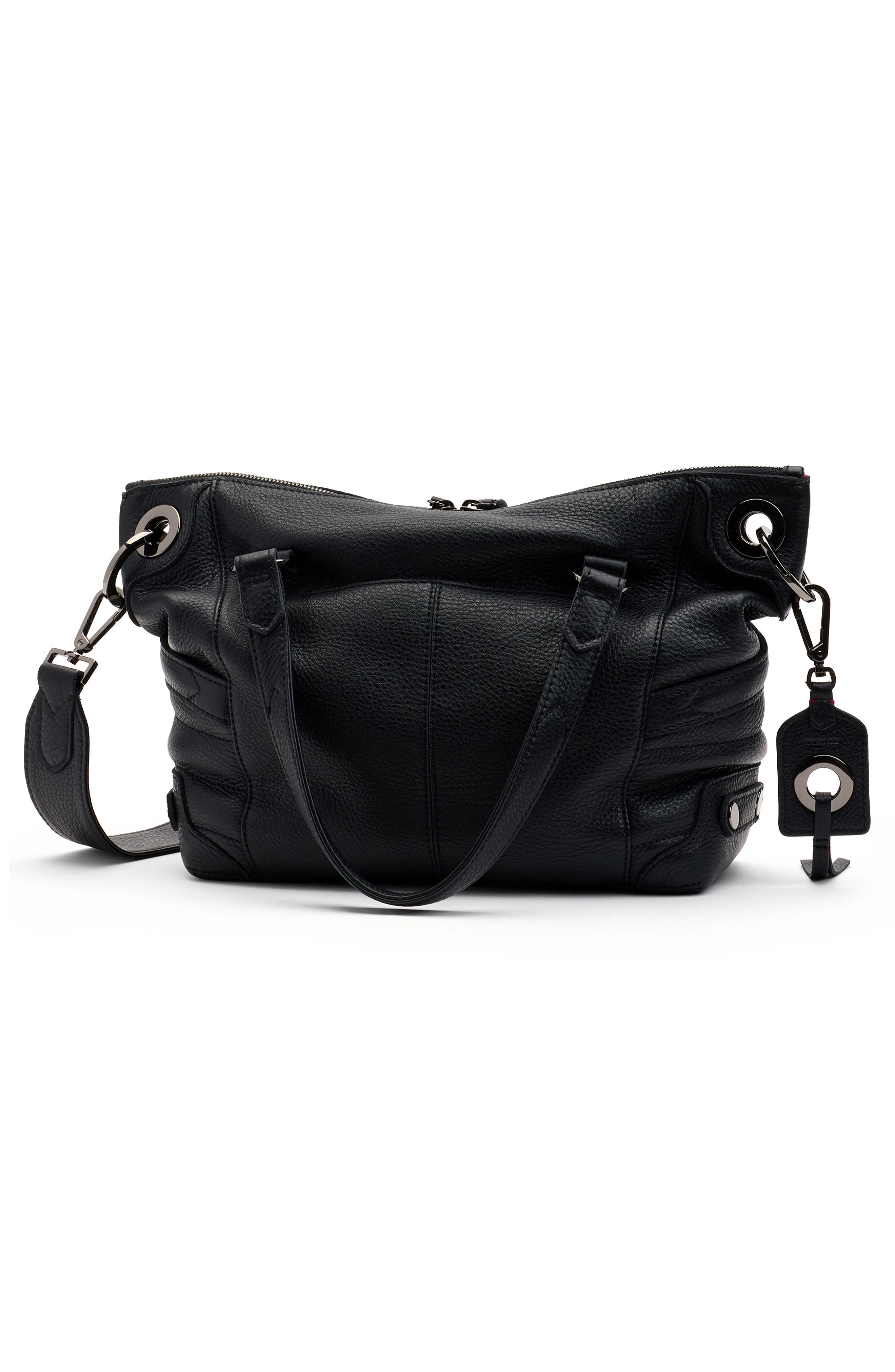 HAMMITT Medium Daniel Leather Crossbody Bag, Alternate, color, Moto Black/ Gunmetal