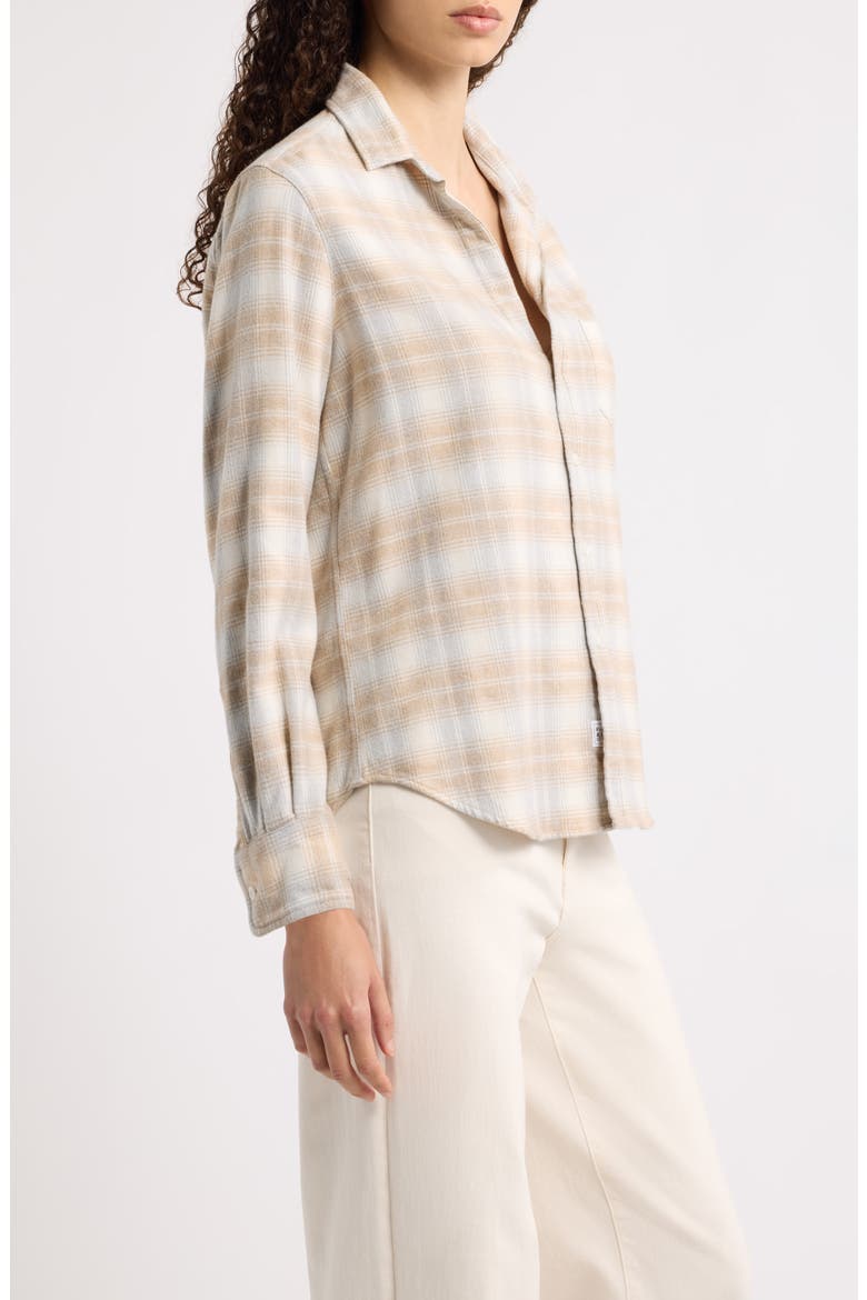Eileen Relaxed Cotton Flannel Shirt, Alternate, color, CREAM GREY CAMEL PLAID