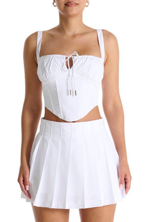 Lace-Up Back Gathered Front Crop Top main image 0