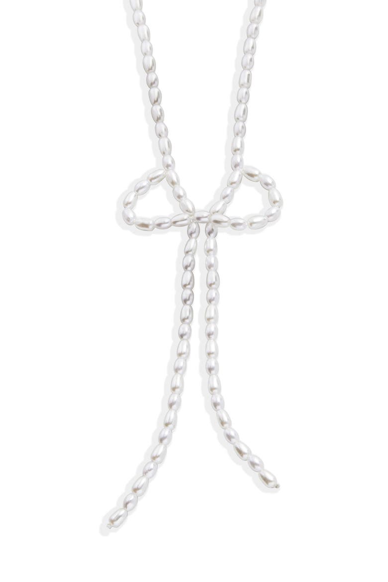 Gigi Bow Necklace, Main, color, PEARL