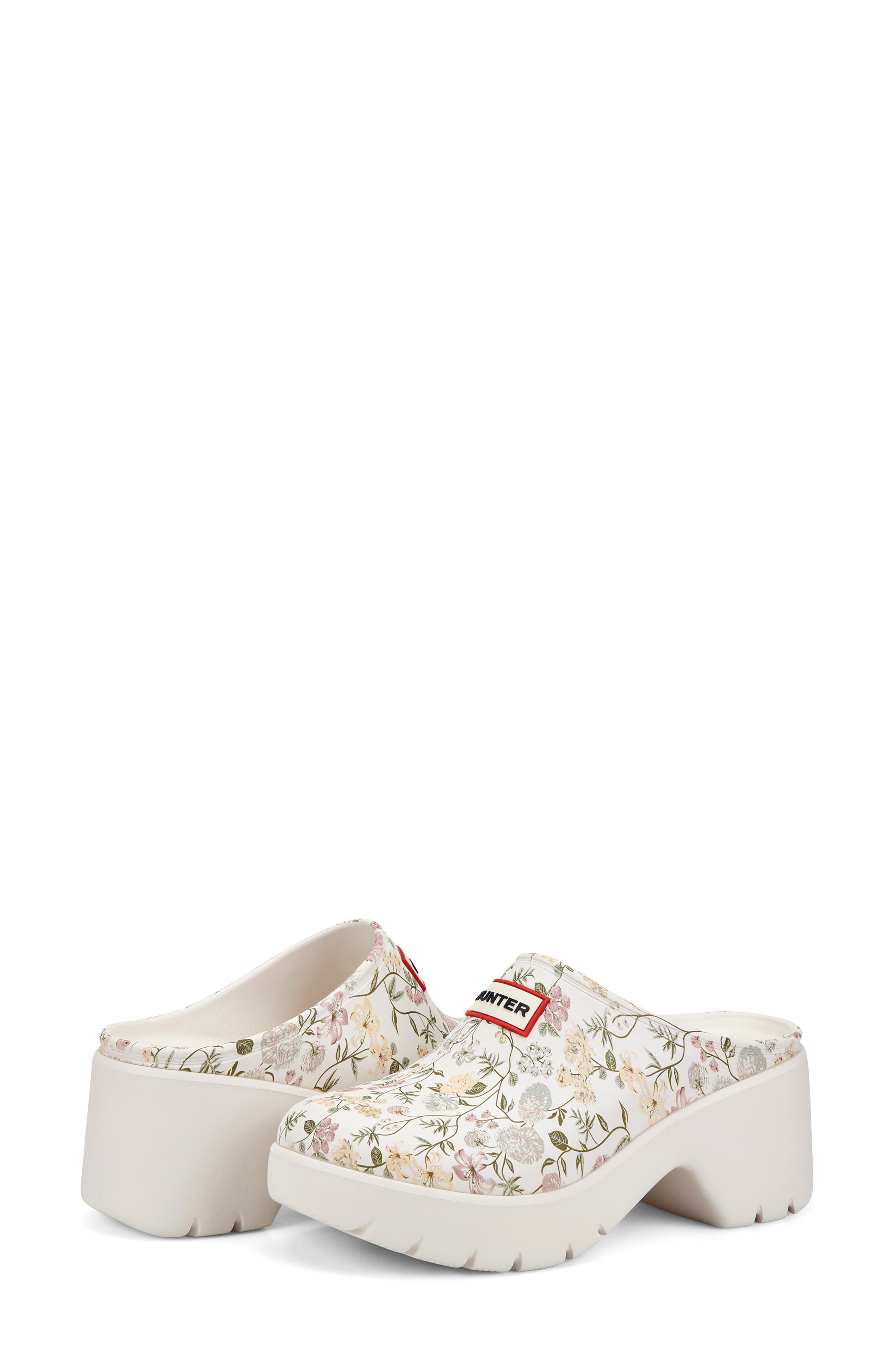 Hunter Anika Floral Waterproof Clog, Alternate, color, Ivory