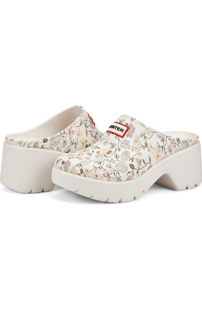 Hunter Anika Floral Waterproof Clog, Alternate, color, Ivory