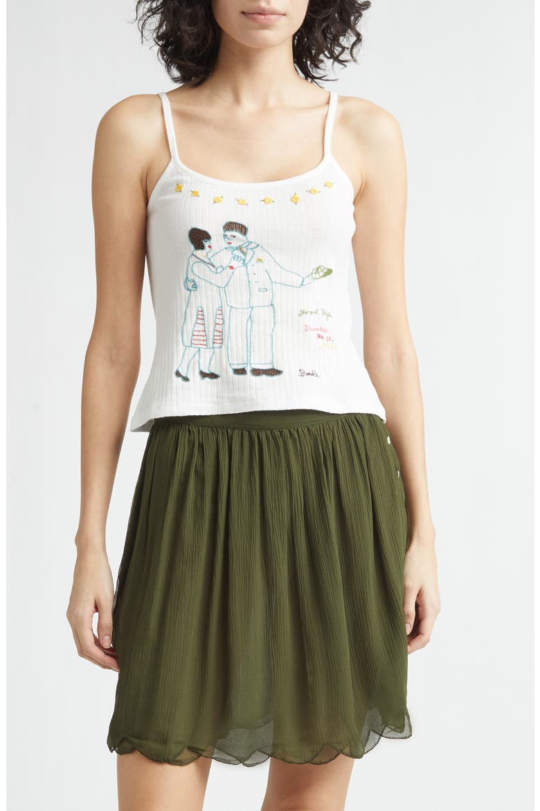 Companion Embroidered Cotton Rib Camisole, Main, color, CREAM