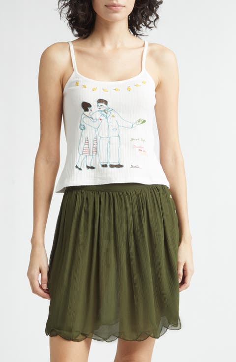 Companion Embroidered Cotton Rib Camisole