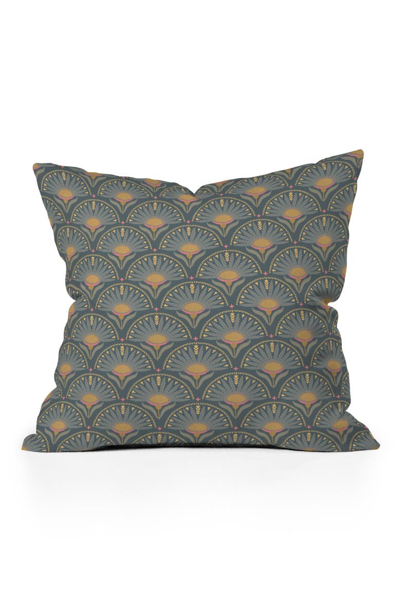 Floral Fan Square Throw Pillow, Main, color, GREEN