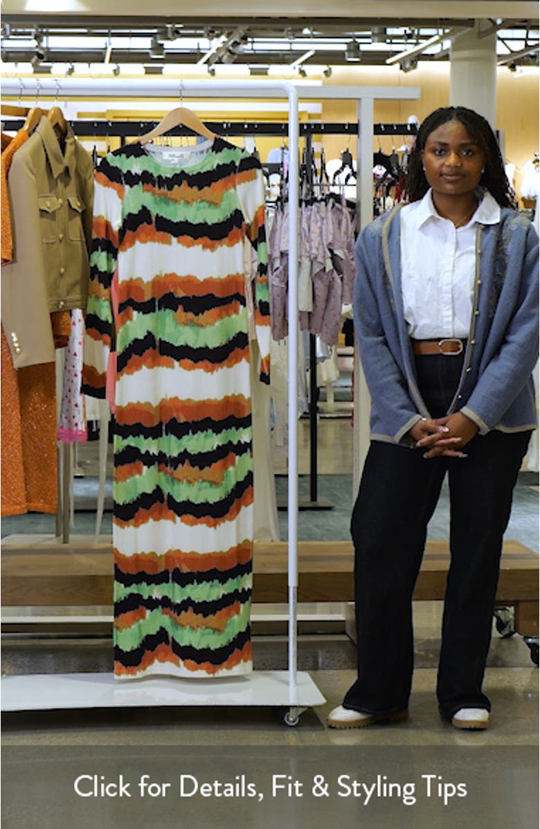 Robin Abstract Stripe Long Sleeve Column Dress, sales video thumbnail