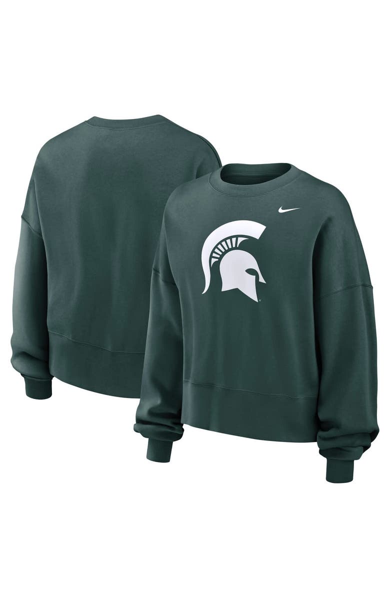 Nike Women's Nike Green Michigan State Spartans Oversized Essential Pullover Sweatshirt, Main, color, 