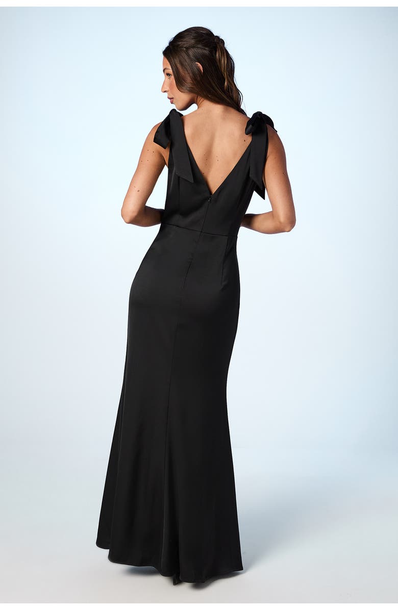 Coast Satin Tie Shoulder Maxi Bridesmaid Dress, Alternate, color, Black