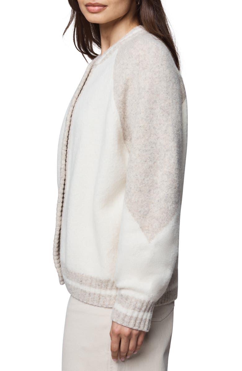 Splendid Rhodes Wool Blend Varsity Shacket, Alternate, color, Ivory Color Block