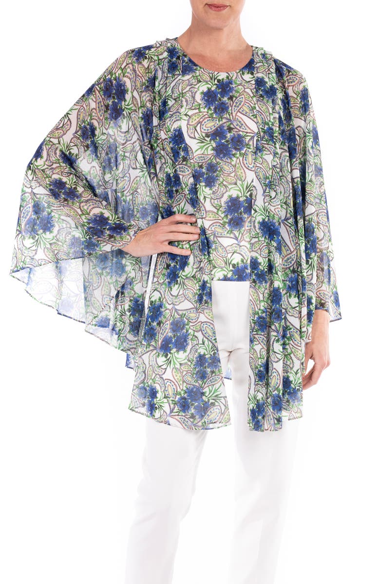 Badgley Mischka Collection Print Shell & Cape Set, Alternate, color,
