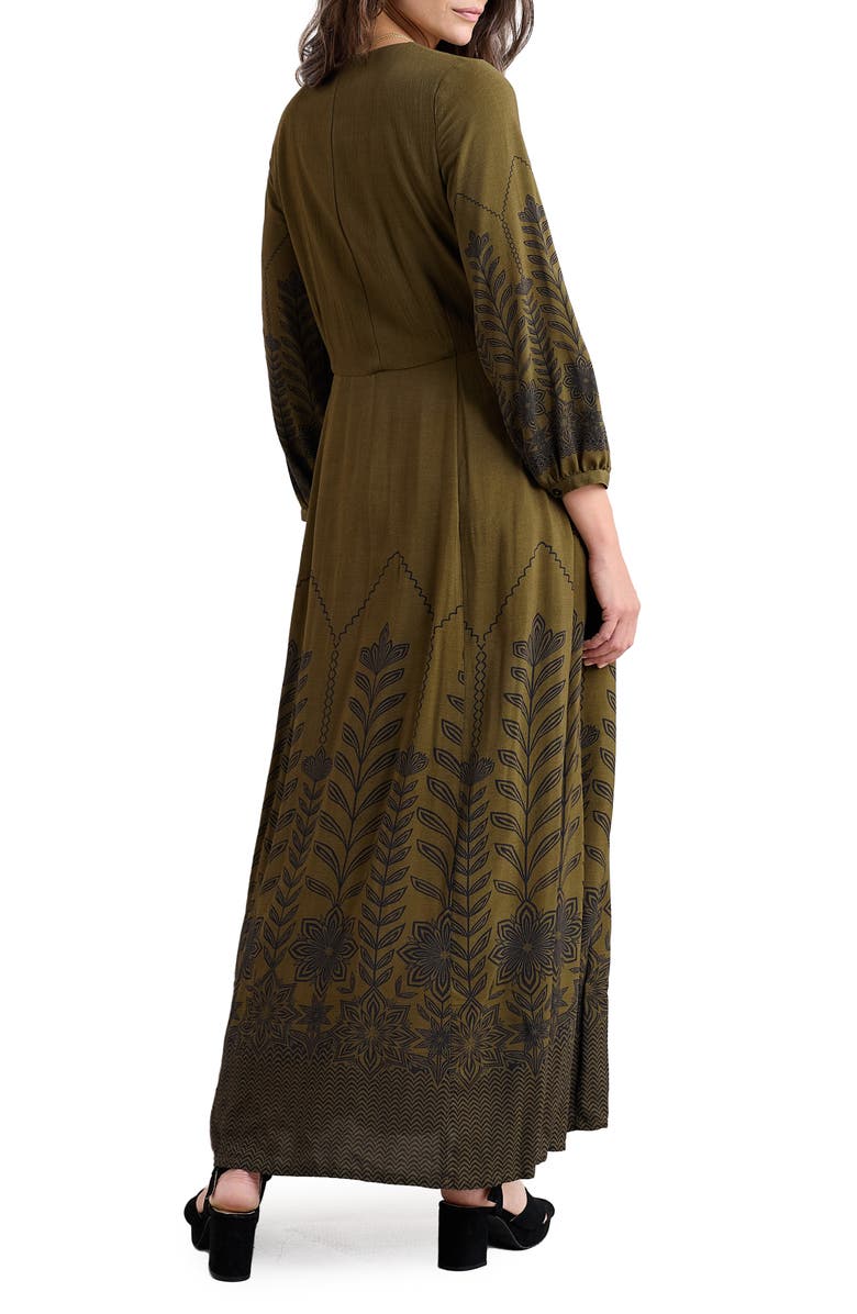 Seasalt Cornwall High Woods Printed Maxi Dress, Alternate, color, Ice Flower Bright Olive