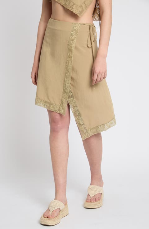 Lace Trim Wrap Miniskirt