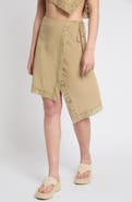 Muse Assembly Lace Trim Wrap Miniskirt