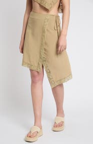 Muse Assembly Lace Trim Wrap Miniskirt
