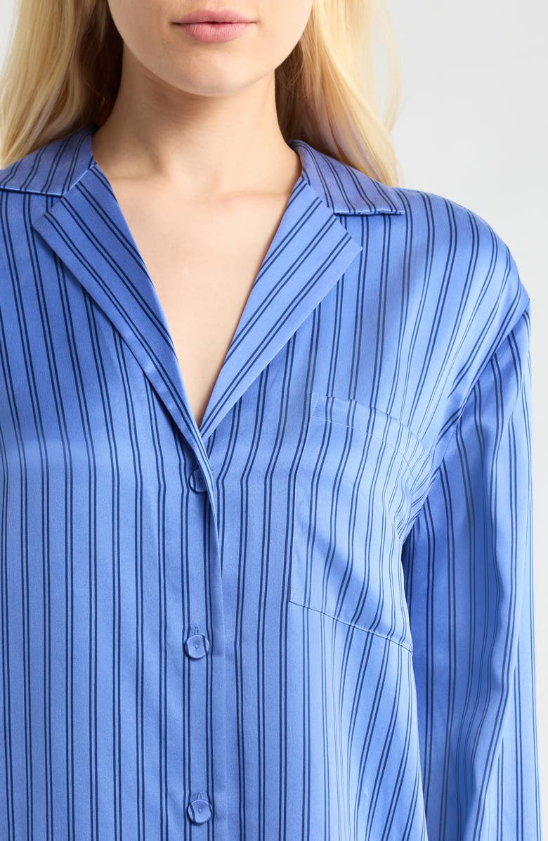 Lunya Stripe Piped Washable Silk Nightshirt, Alternate, color, Coastal Stripe