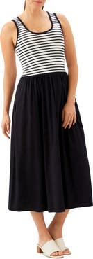 Karen Kane Stripe Sleeveless Midi Dress