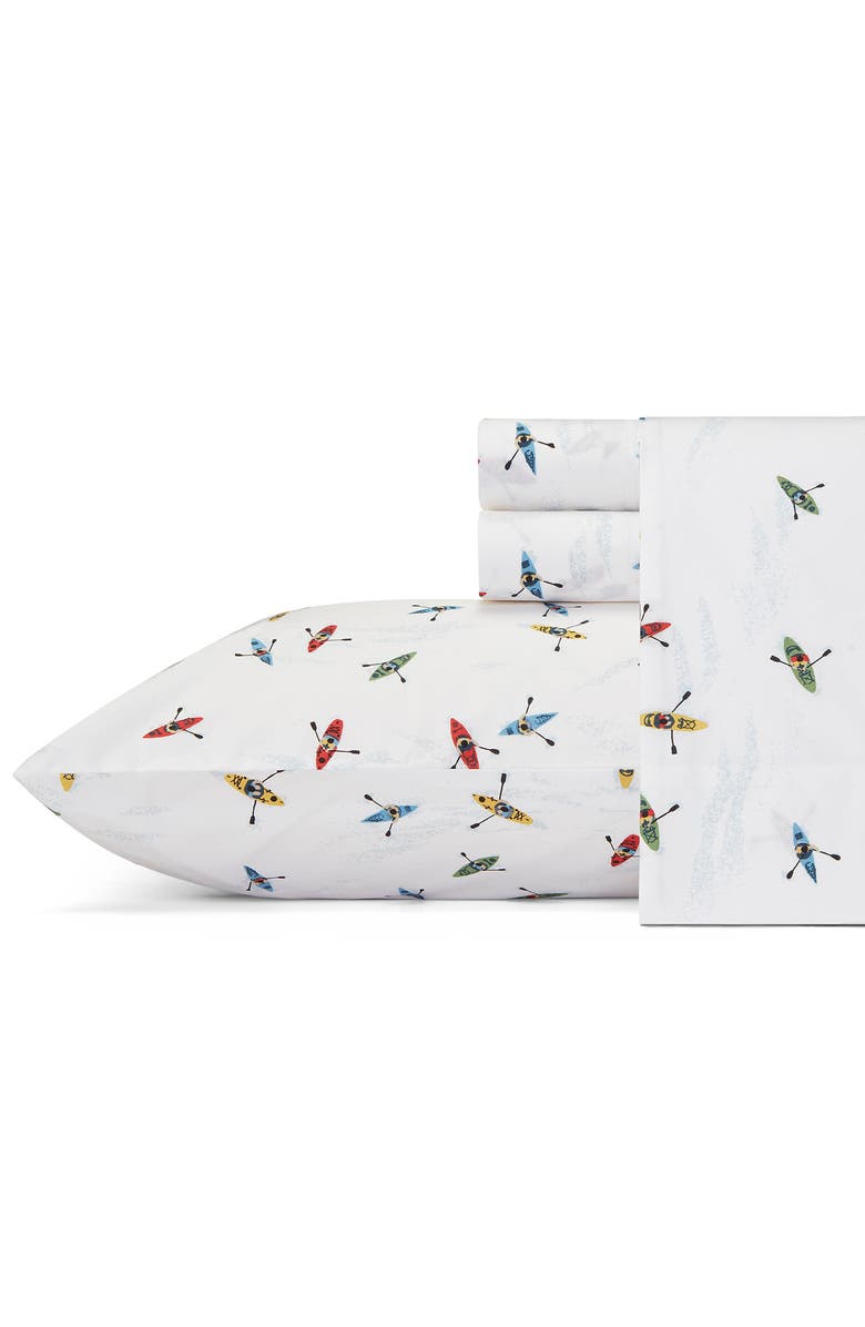 Eddie Bauer Kayaks 200 Thread Count Twin Sheet Set, Main, color, Red