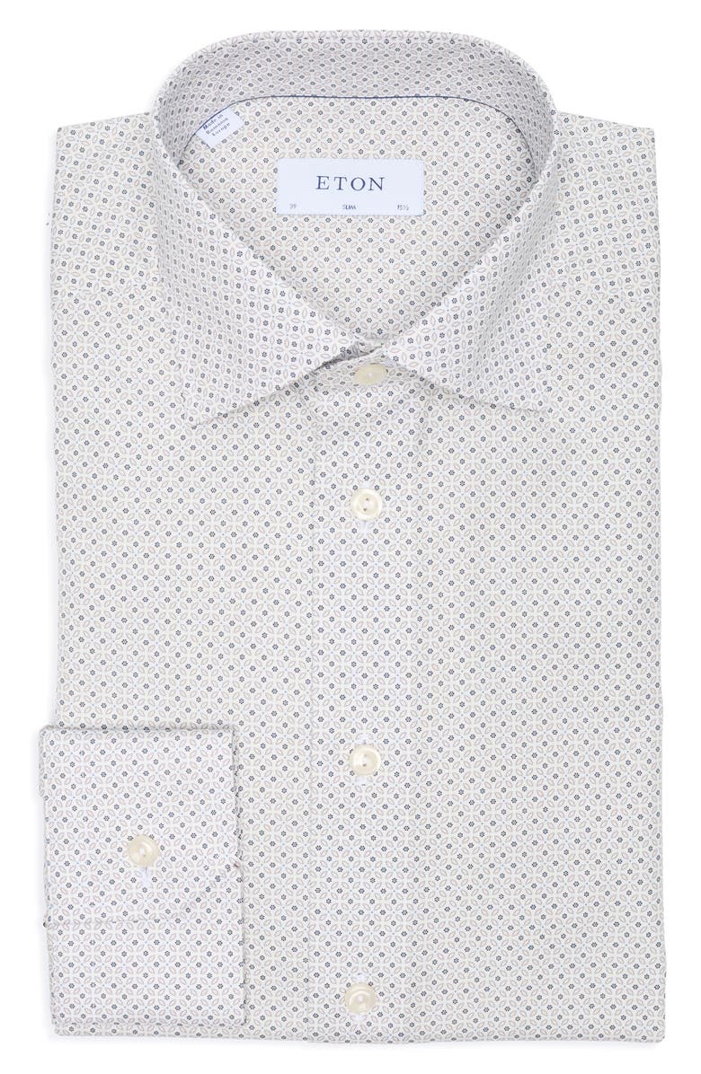 Eton Slim Fit Floral Cotton Dress Shirt, Alternate, color, 