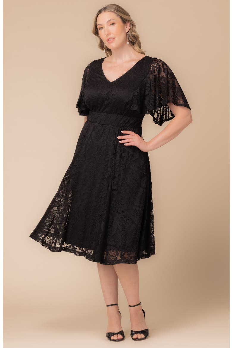 Camille Lace Midi Cocktail Dress, Alternate, color, ONYX