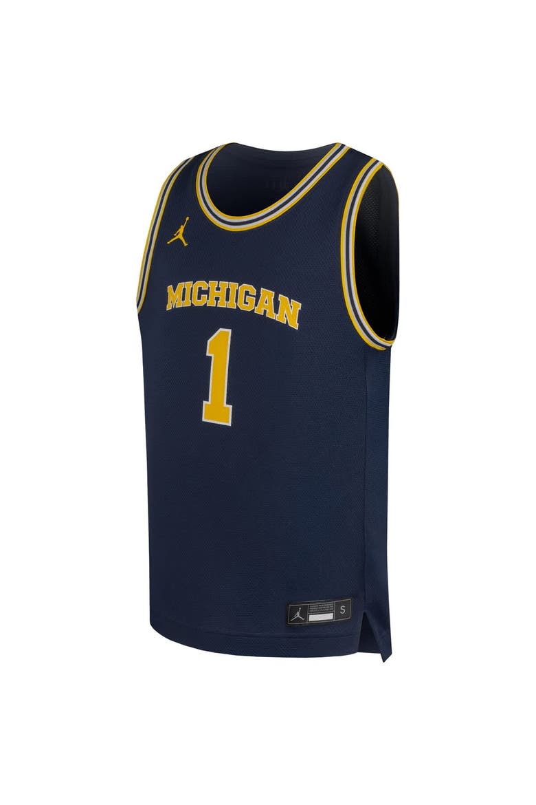 Youth Jordan Brand #1 Navy Michigan Wolverines Replica Basketball Jersey, Alternate, color, Navy