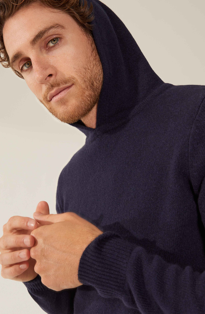Italic Jasper Cashmere Hoodie, Alternate, color, Navy