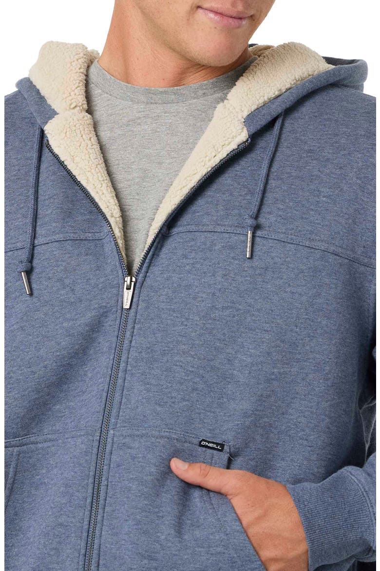 High Pile Fleece Zip Front Hoodie, Alternate, color, NAVY HEATHER