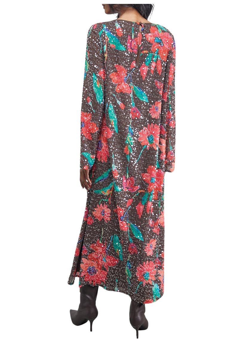 Warehouse Sequin Column Midi Dress, Alternate, color, Chocolate